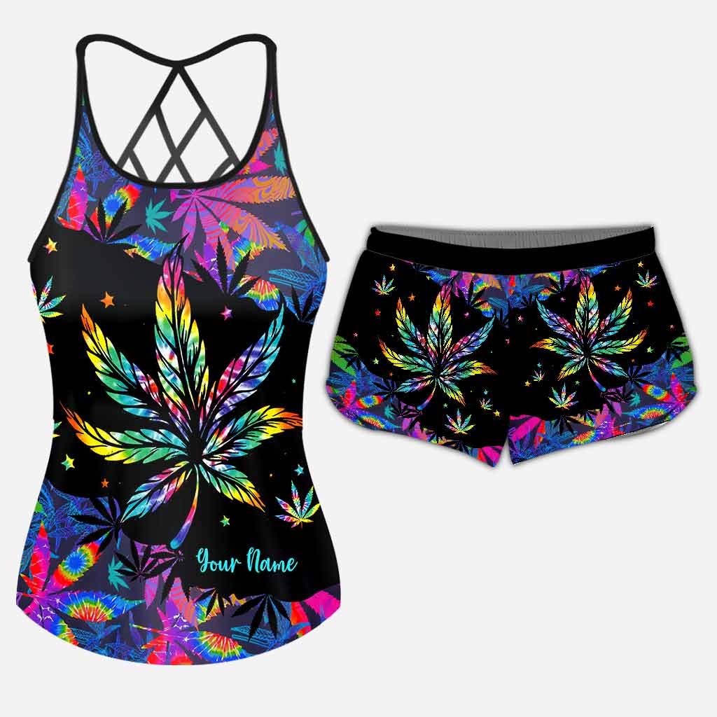 High Life - Personalized Weed Cross Tank Top and Women Shorts