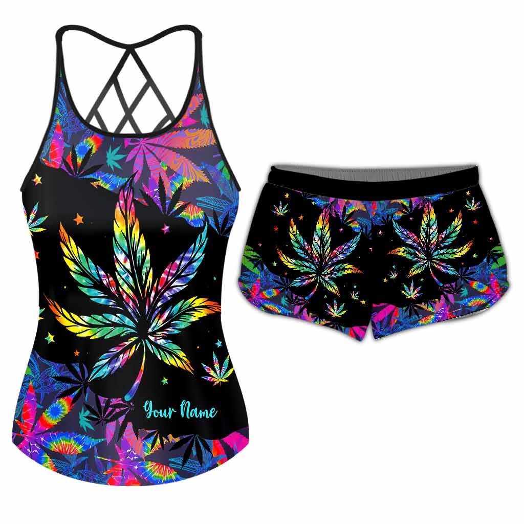High Life - Personalized Weed Cross Tank Top and Women Shorts