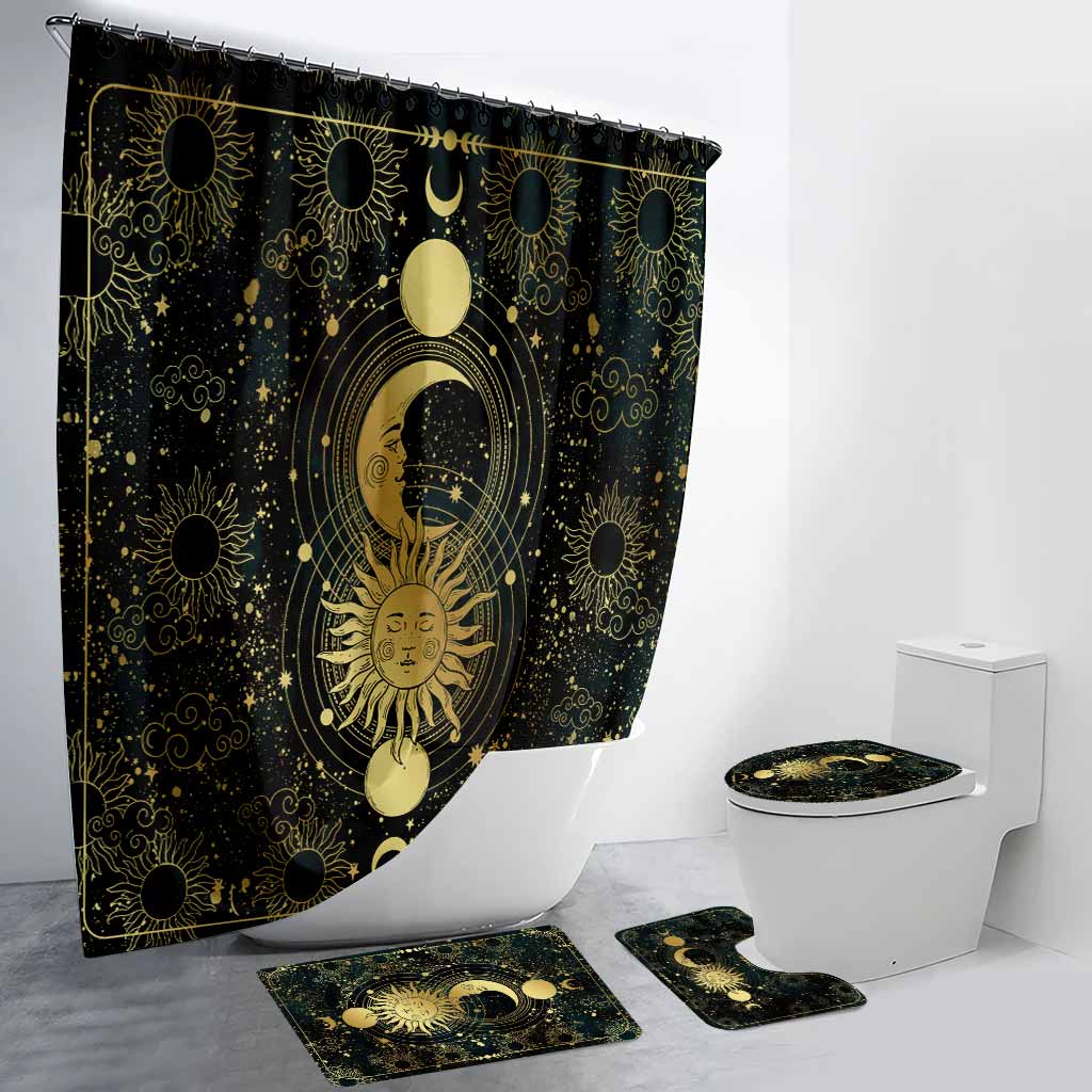 Mystical Sun And Moon - Witch Bathroom Curtain & Mats Set