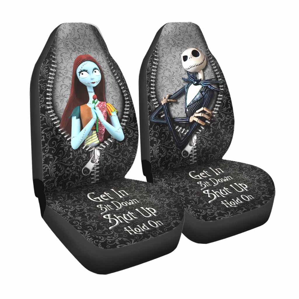 Get In Sit Down Shut Up Hold On - Nightmare Seat Covers With Leather Pattern Print