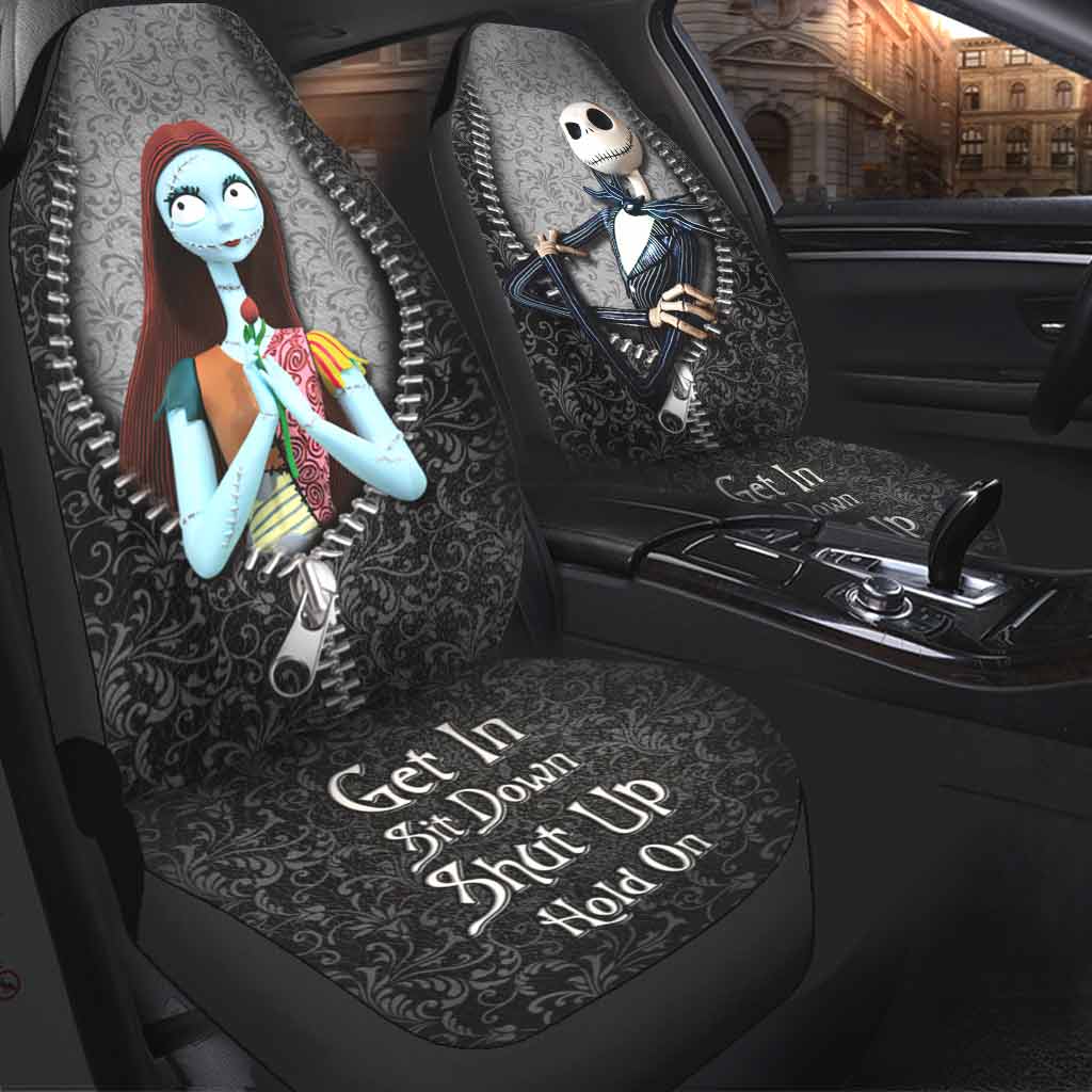 Get In Sit Down Shut Up Hold On - Nightmare Seat Covers With Leather Pattern Print