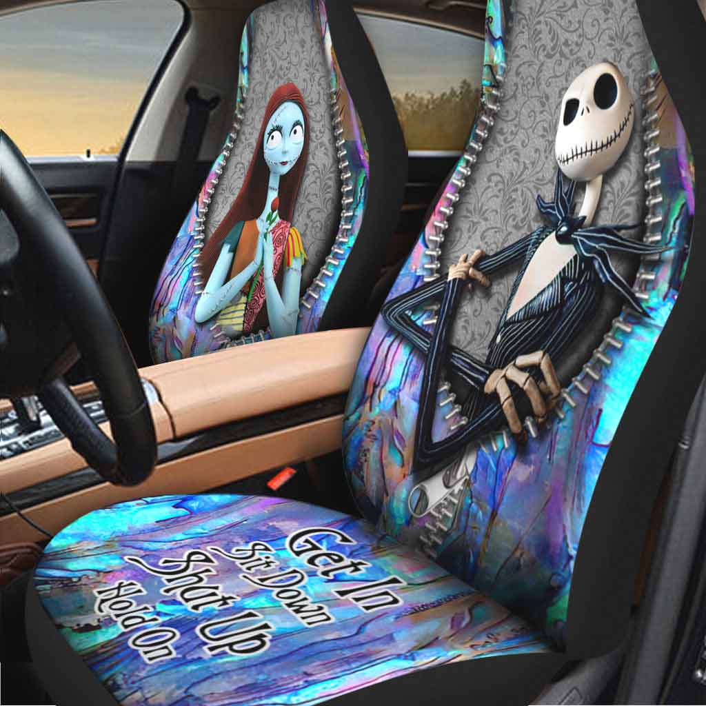 Get In Sit Down Shut Up Hold On - Nightmare Seat Covers With Leather Pattern Print