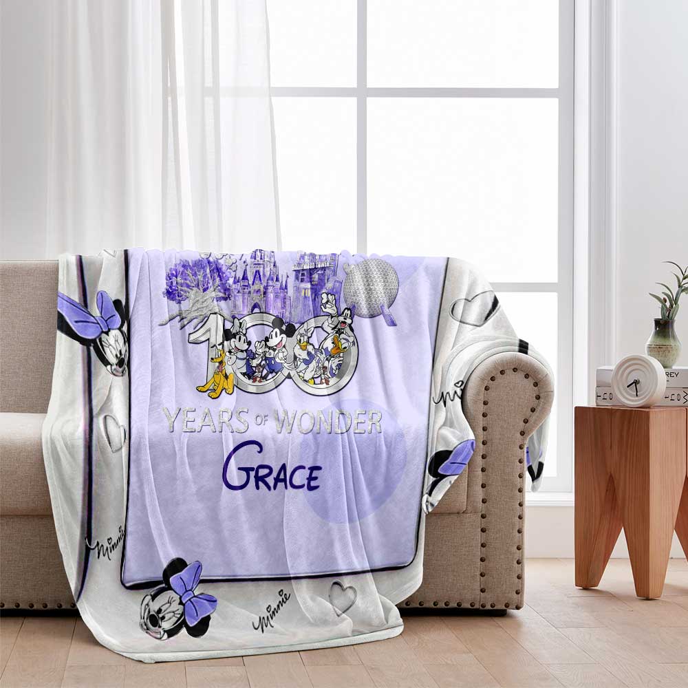 100 Years Of Magic Pink - Personalized Mouse Blanket