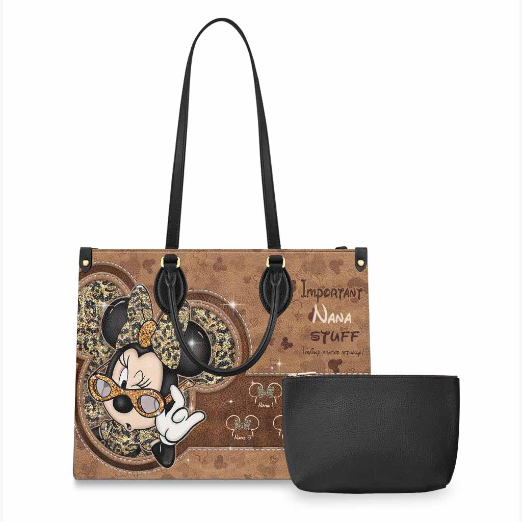 Important Nana Stuff - Personalized Mother's Day Mouse Leather Handbag