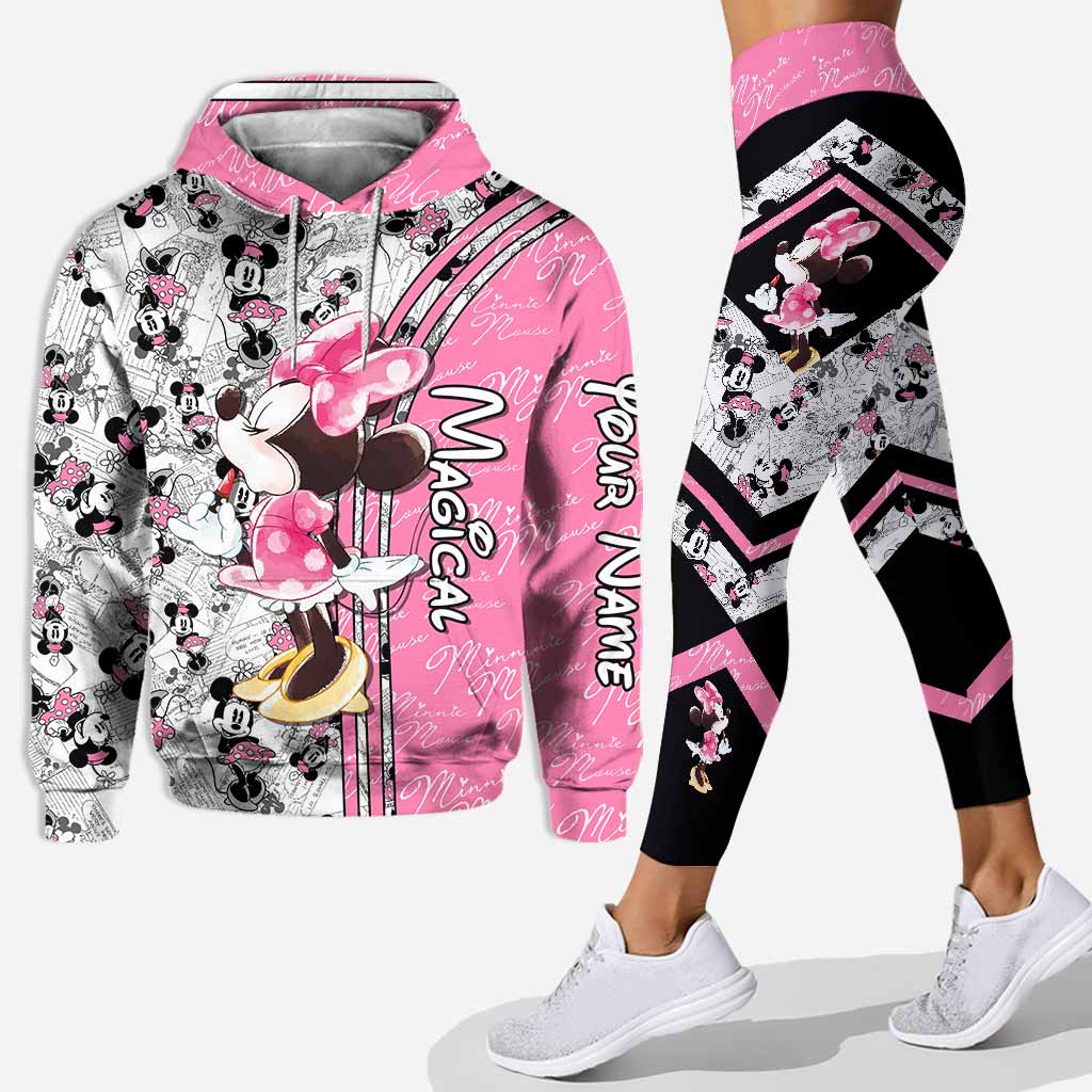 Cute Pink Mouse Ears - Personalized Mouse Hoodie and Leggings