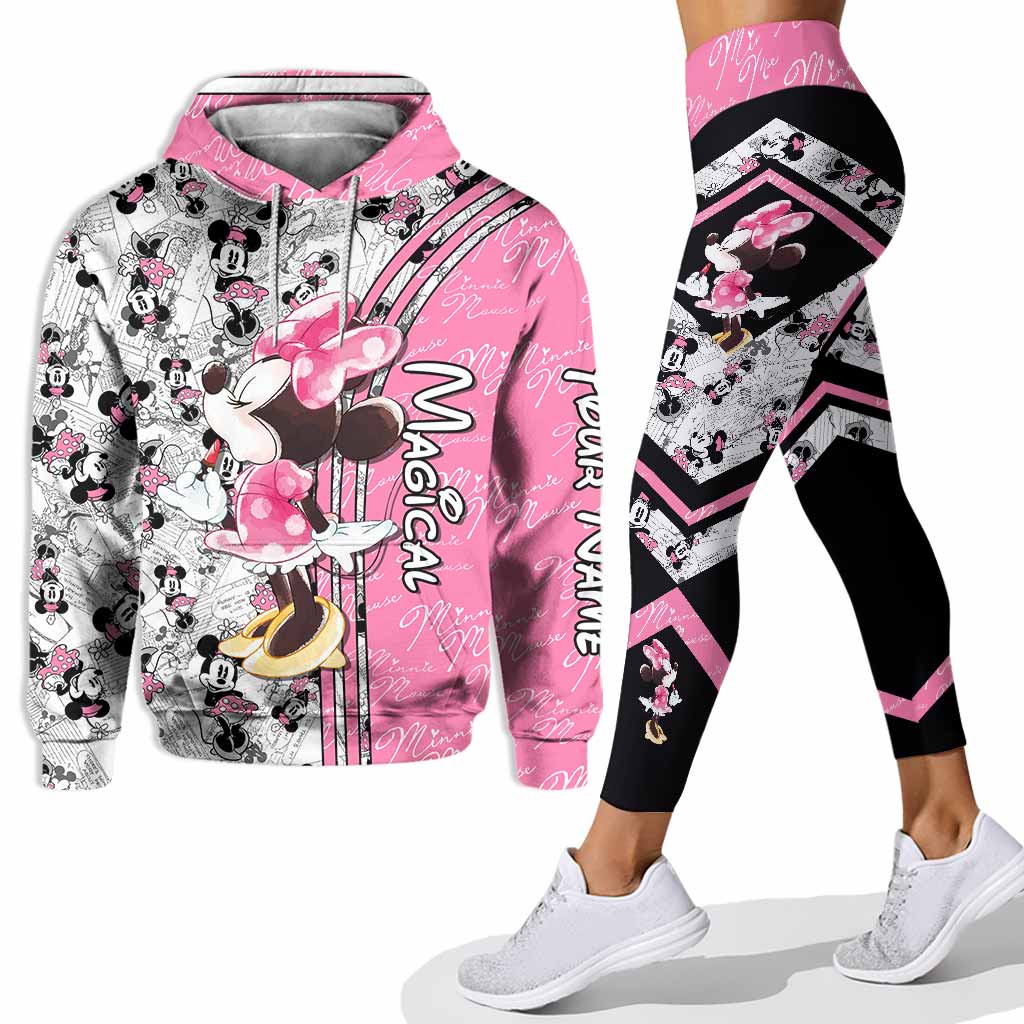 Cute Pink Mouse Ears - Personalized Mouse Hoodie and Leggings