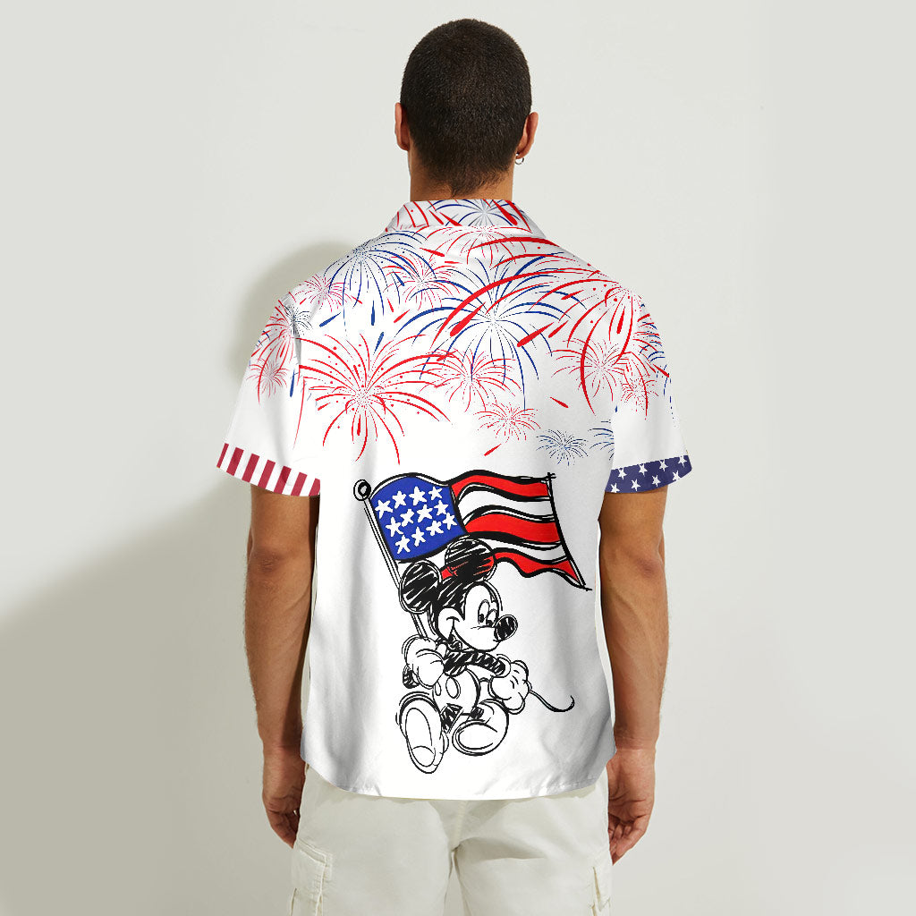 Stars, Stripes And Magic - Personalized Independence Day Mouse Hawaiian Shirt
