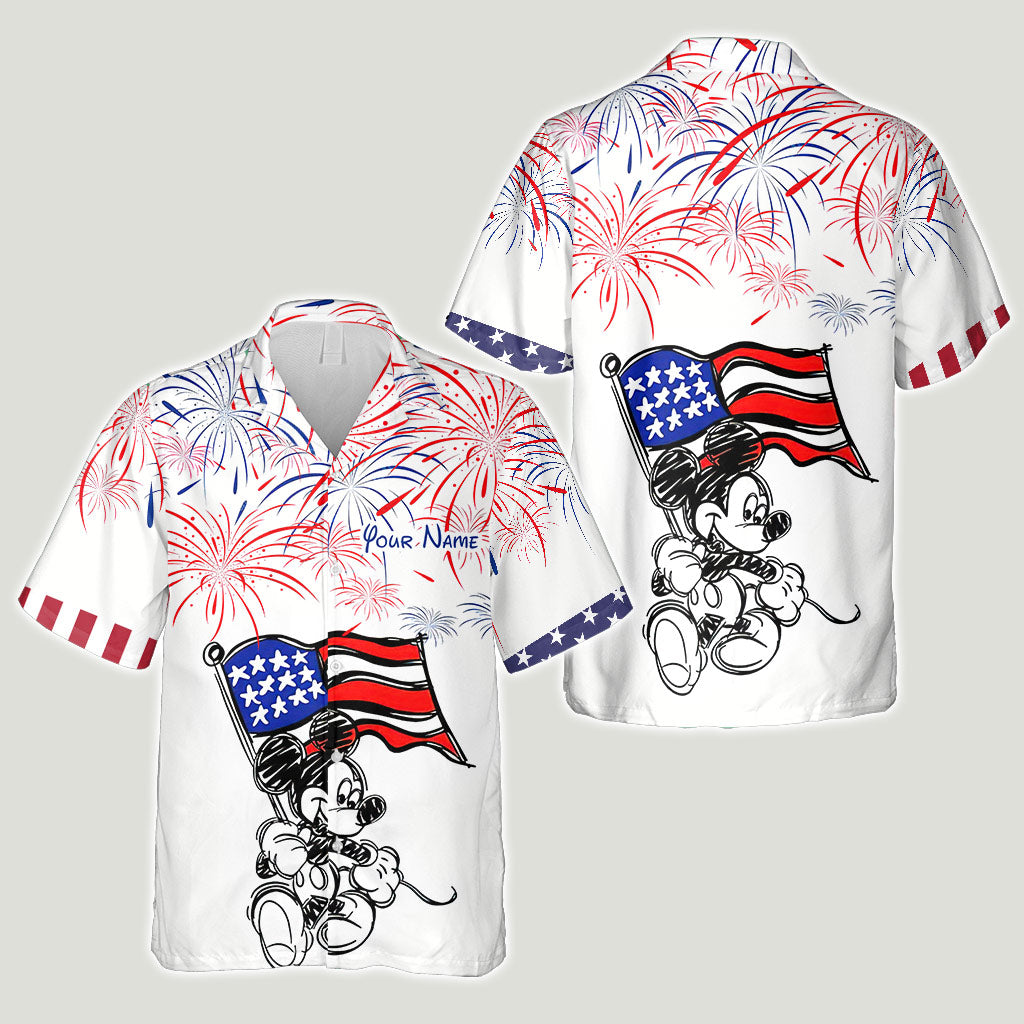 Stars, Stripes And Magic - Personalized Independence Day Mouse Hawaiian Shirt