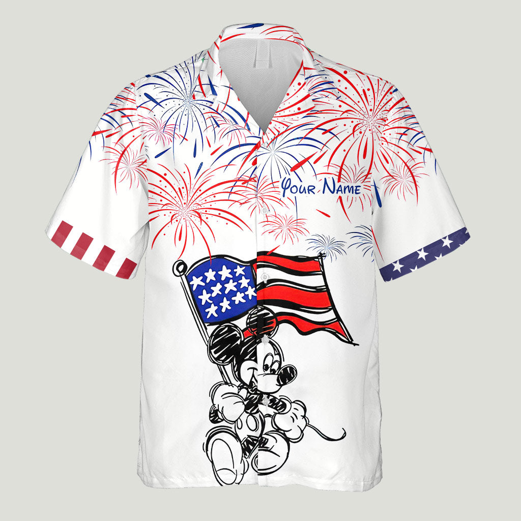 Stars, Stripes And Magic - Personalized Independence Day Mouse Hawaiian Shirt