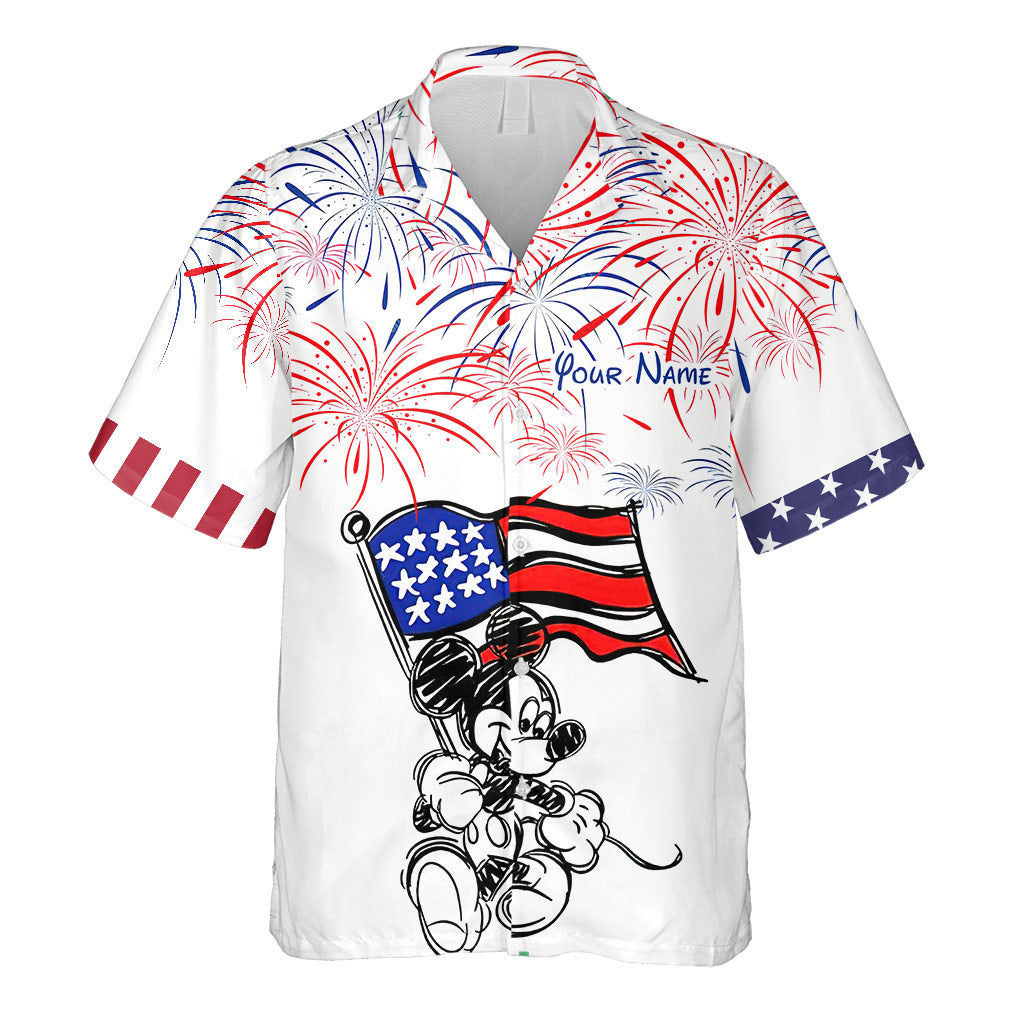 Stars, Stripes And Magic - Personalized Independence Day Mouse Hawaiian Shirt