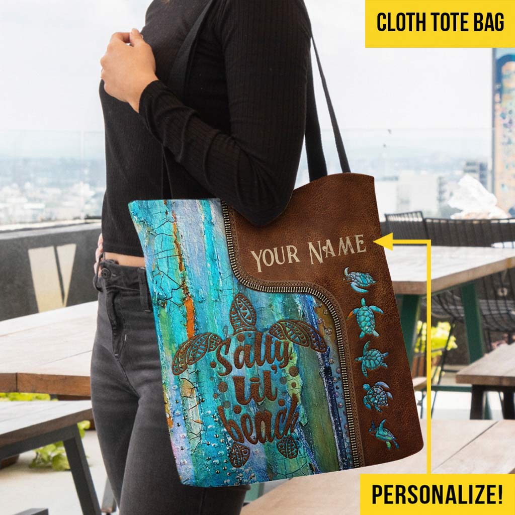 Blue Turtle Personalized Tote Bag