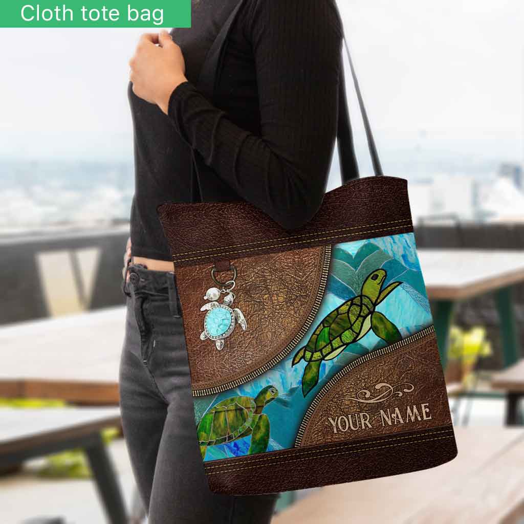 Go With The FLow - Turtle Personalized Tote Bag