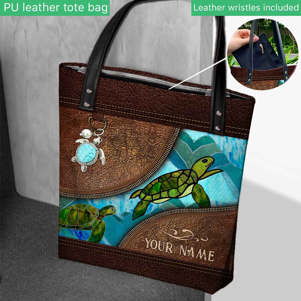 Go With The FLow - Turtle Personalized Tote Bag