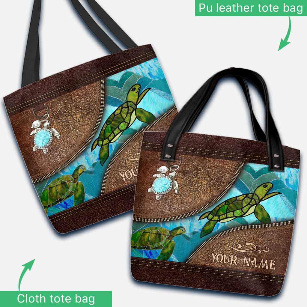 Go With The FLow - Turtle Personalized Tote Bag