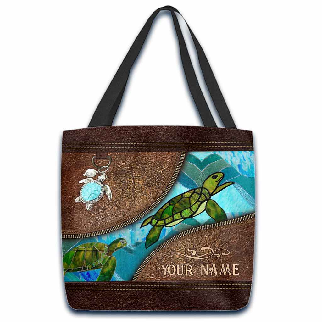 Go With The FLow - Turtle Personalized Tote Bag