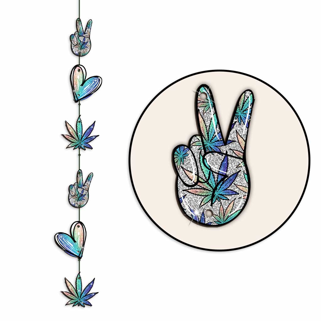 Peace Love Green Leaf - Weed 6 Pieces Garland