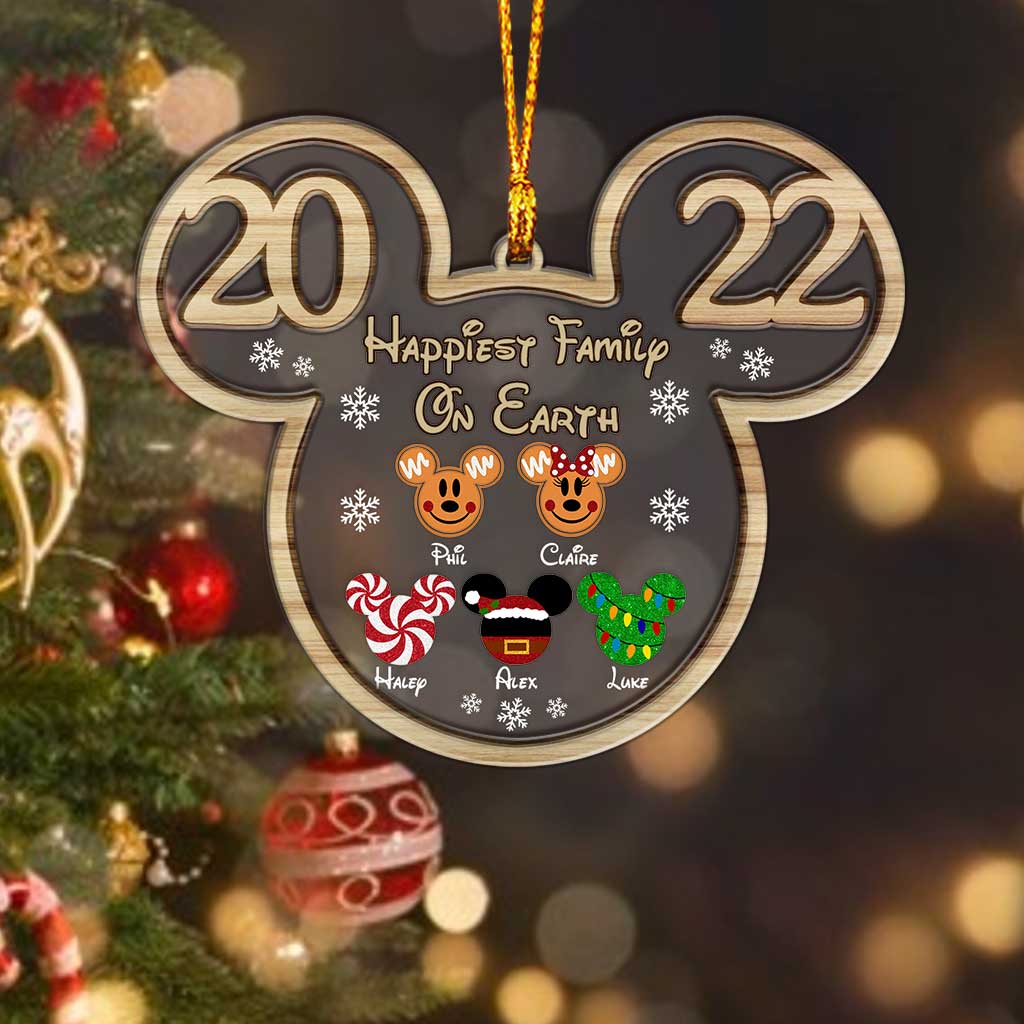 Happiest Family On Earth - Personalized Christmas Mouse Layers Mix Ornament