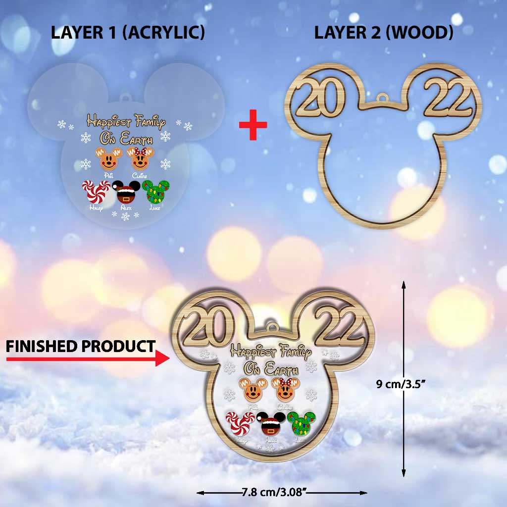 Happiest Family On Earth - Personalized Christmas Mouse Layers Mix Ornament