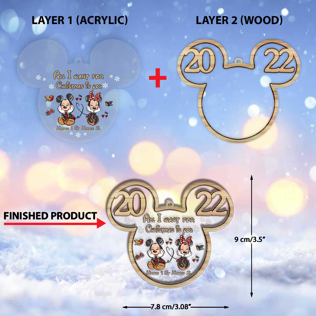 All I Want For Christmas - Personalized Christmas Mouse Layers Mix Ornament