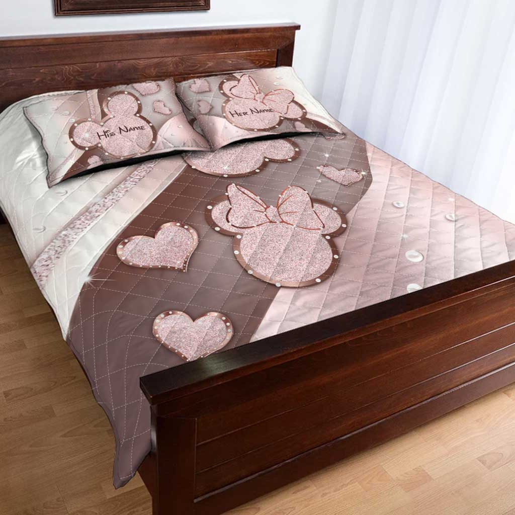 You & Me - Personalized Couple Mouse Quilt Set
