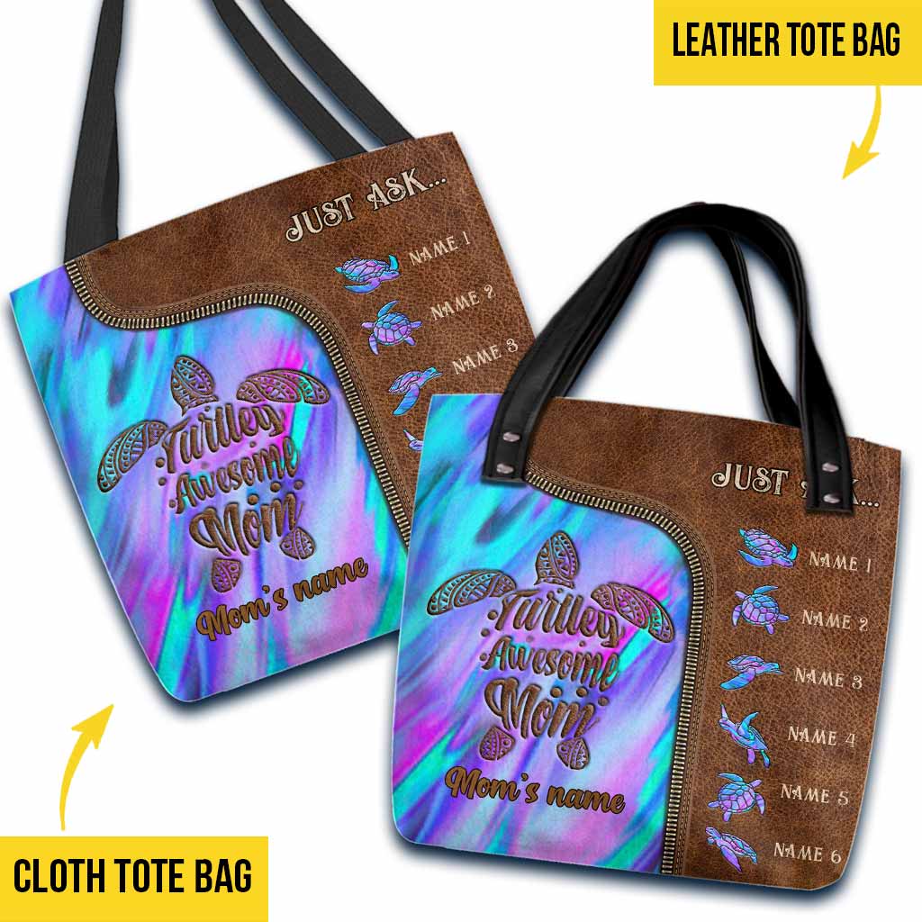 Turtley Awesome Mom Personalized Tote Bag
