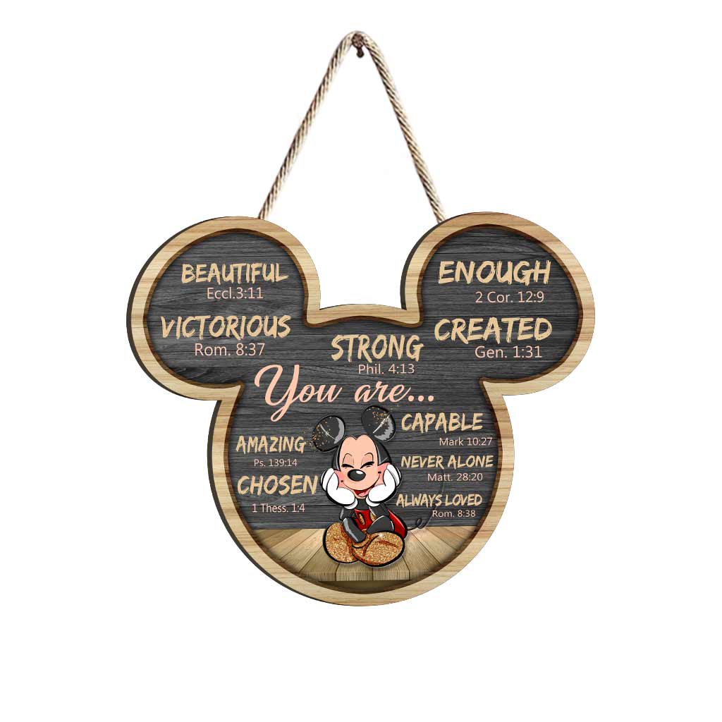 You Are Enough - Mouse Wood Sign