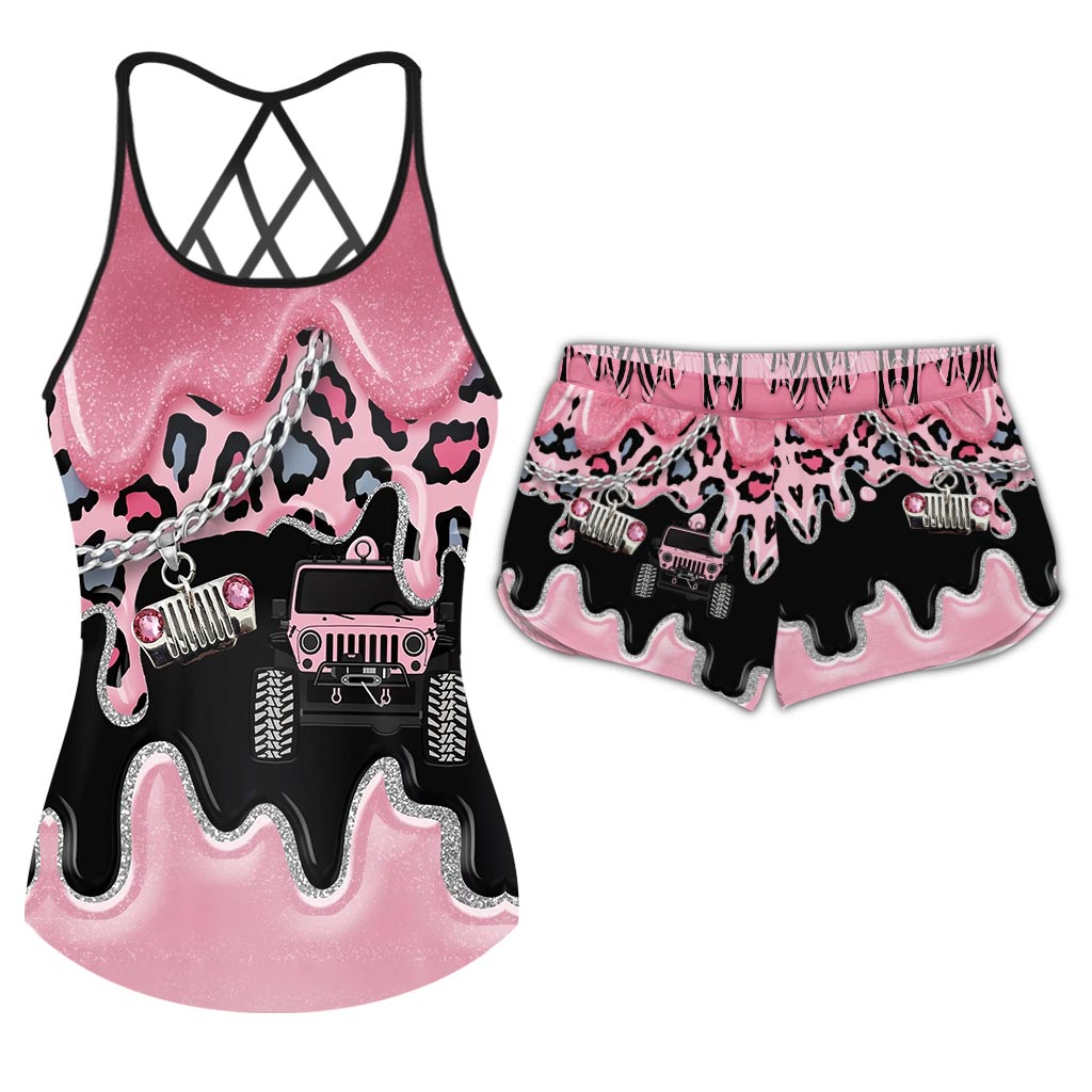 Black Pink Jp Girl - Car Cross Tank Top and Women Shorts