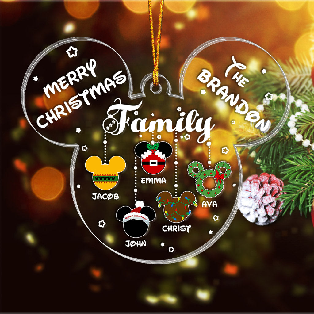 Merry Christmas - Personalized Christmas Mouse Transparent Ornament