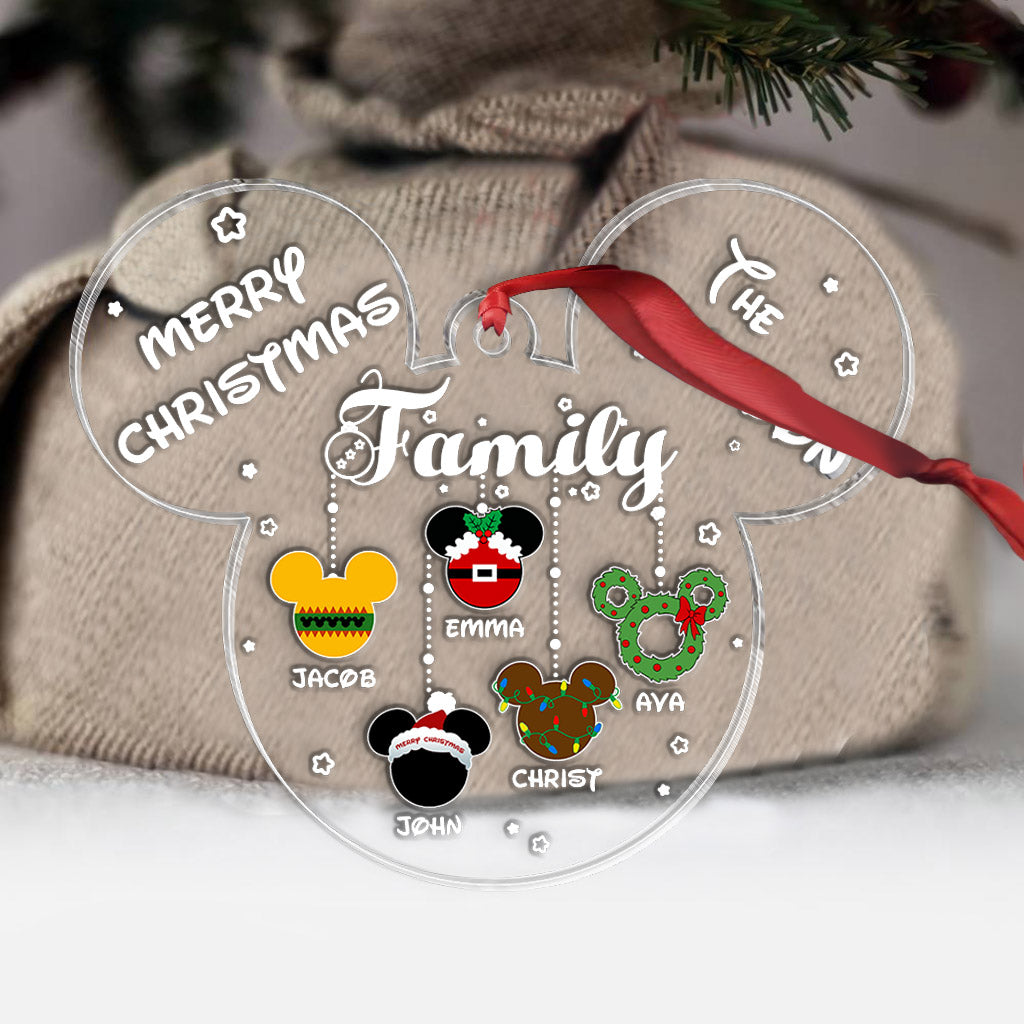 Merry Christmas - Personalized Christmas Mouse Transparent Ornament