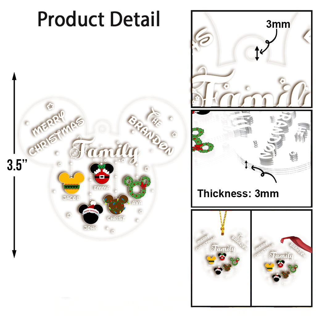 Merry Christmas - Personalized Christmas Mouse Transparent Ornament