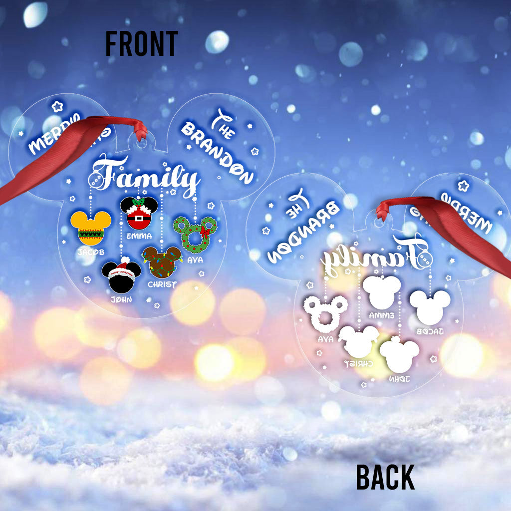 Merry Christmas - Personalized Christmas Mouse Transparent Ornament