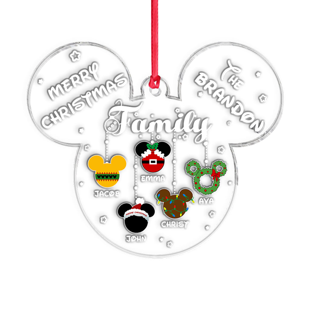 Merry Christmas - Personalized Christmas Mouse Transparent Ornament