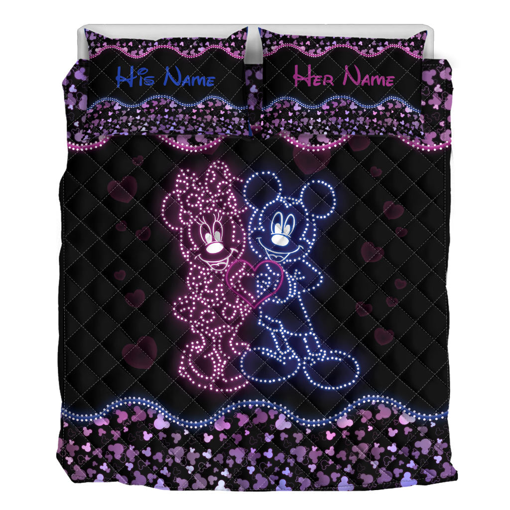 Mouse Ears Couple - Personalized Mouse Quilt Set