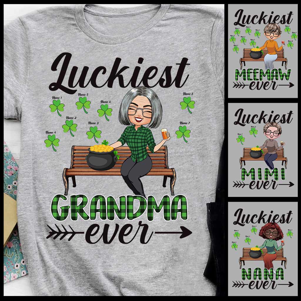 Luckiest Grandma Ever - Personalized St. Patrick's Day Grandma T-shirt and Hoodie