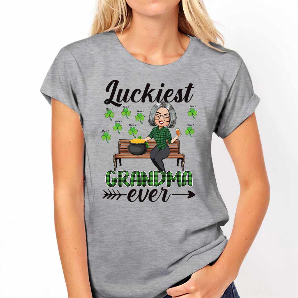 Luckiest Grandma Ever - Personalized St. Patrick's Day Grandma T-shirt and Hoodie