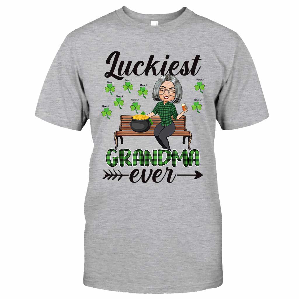 Luckiest Grandma Ever - Personalized St. Patrick's Day Grandma T-shirt and Hoodie