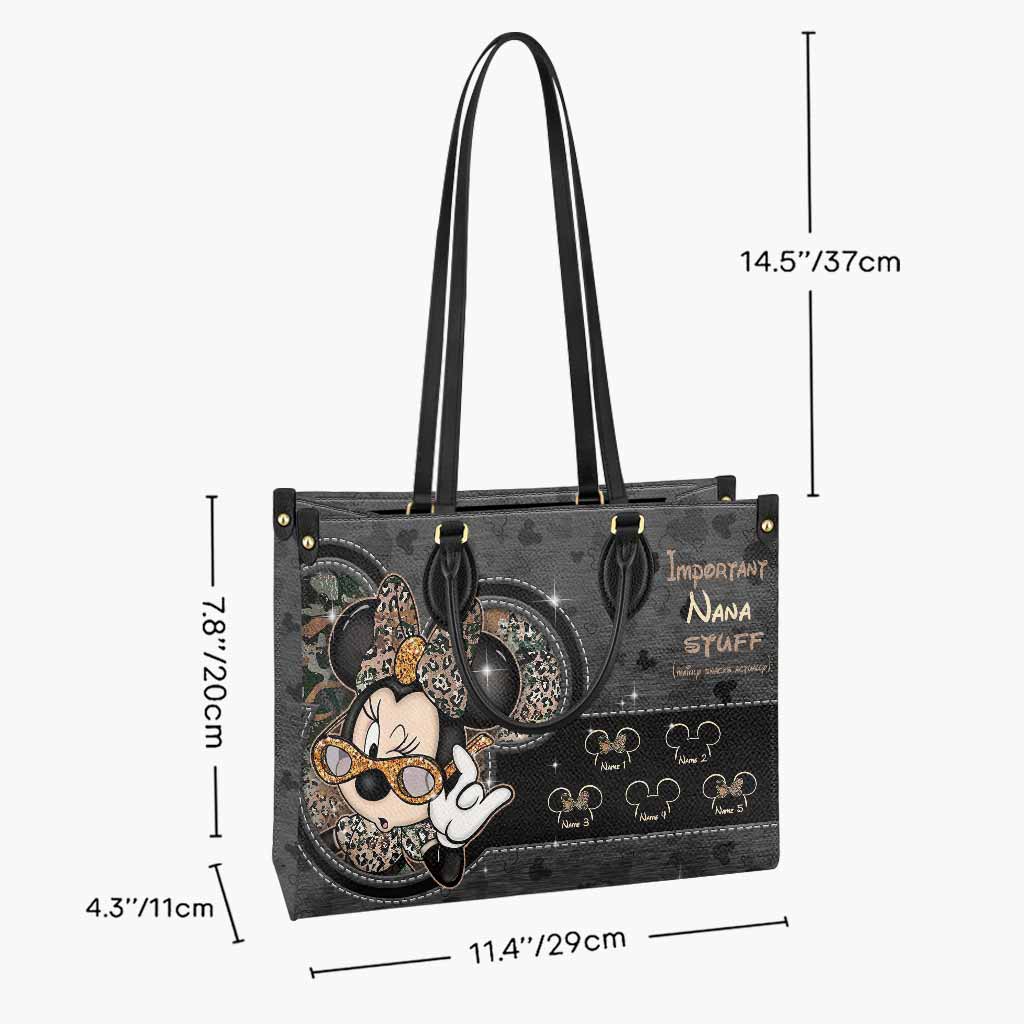 Important Nana Stuff - Personalized Mother's Day Grandma Leather Handbag