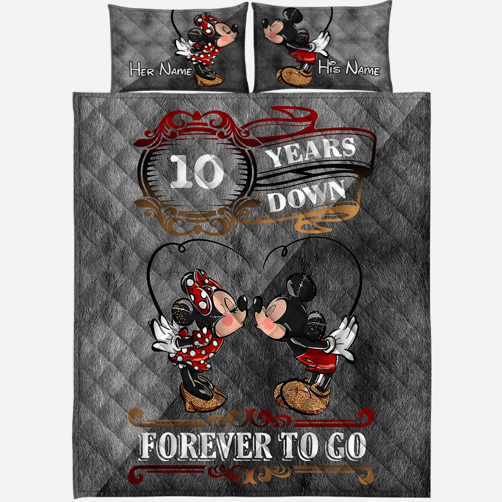 Forever To Go - Personalized Couple Mouse Quilt Set