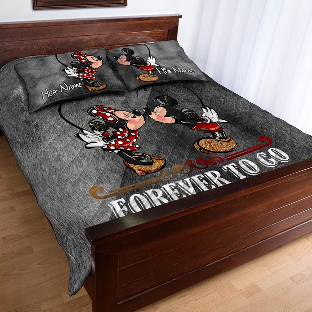 Forever To Go - Personalized Couple Mouse Quilt Set