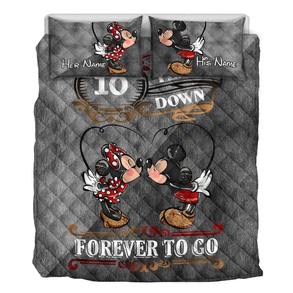 Forever To Go - Personalized Couple Mouse Quilt Set