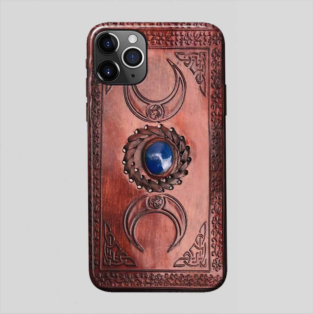 Triple Moon Third Eye Witch Leather Pattern Print Phone Case