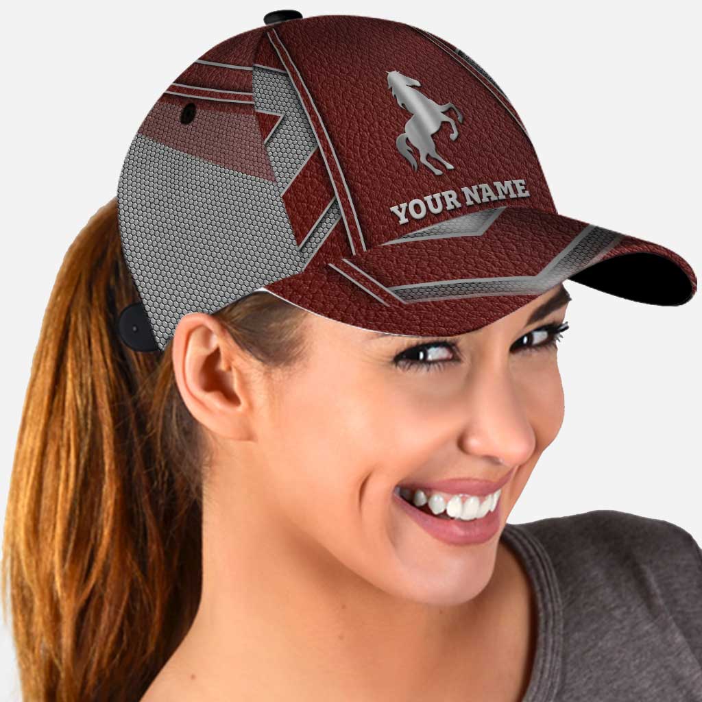 Love Horses - Personalized Classic Cap With Metal Pattern Print