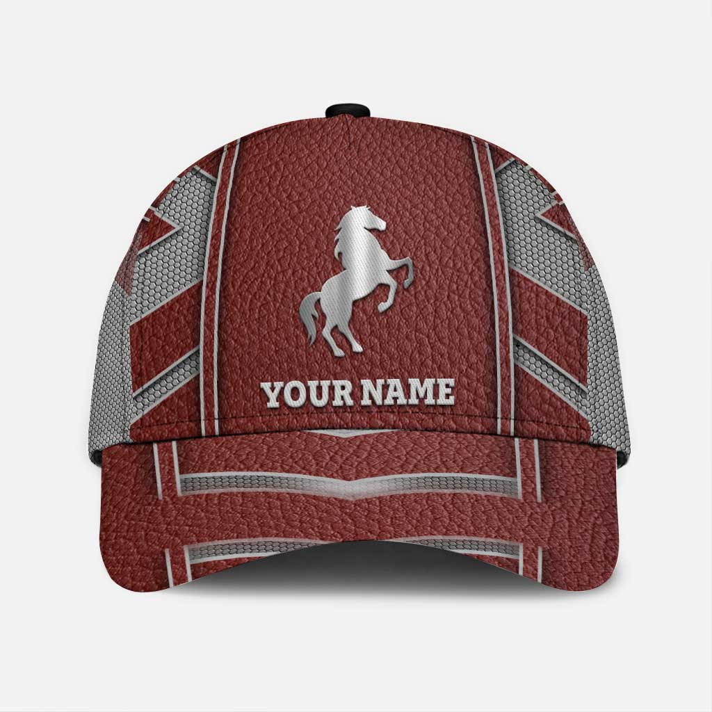 Love Horses - Personalized Classic Cap With Metal Pattern Print