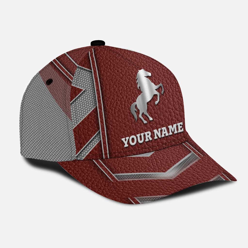 Love Horses - Personalized Classic Cap With Metal Pattern Print