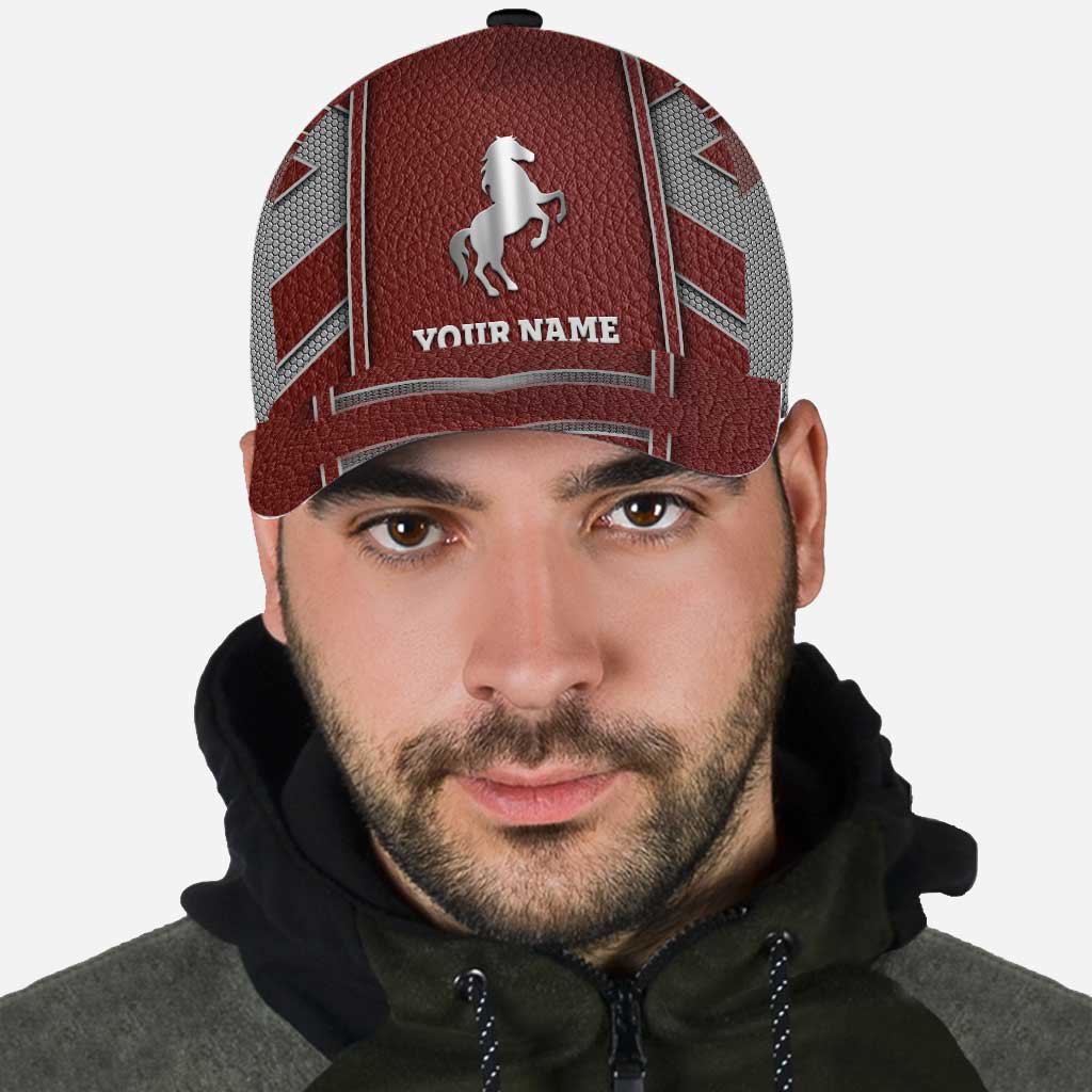 Love Horses - Personalized Classic Cap With Metal Pattern Print