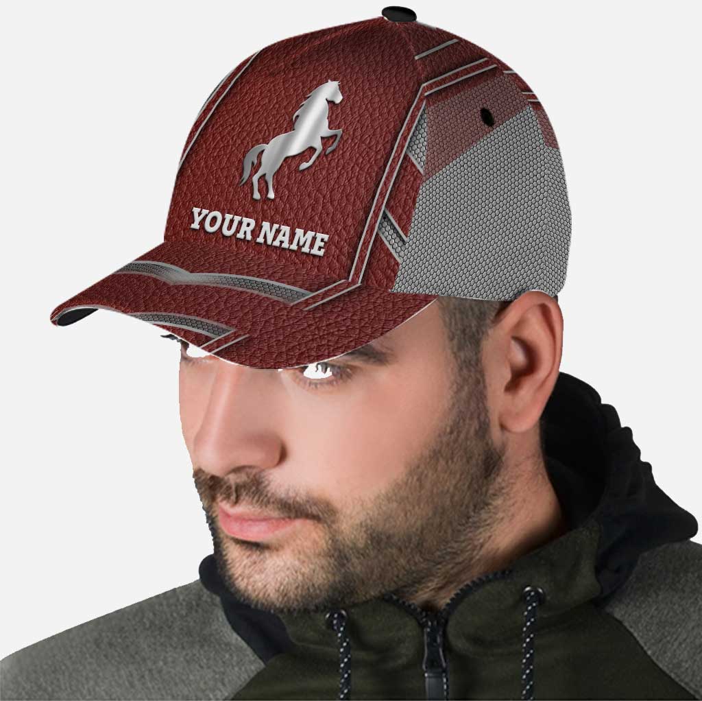 Love Horses - Personalized Classic Cap With Metal Pattern Print