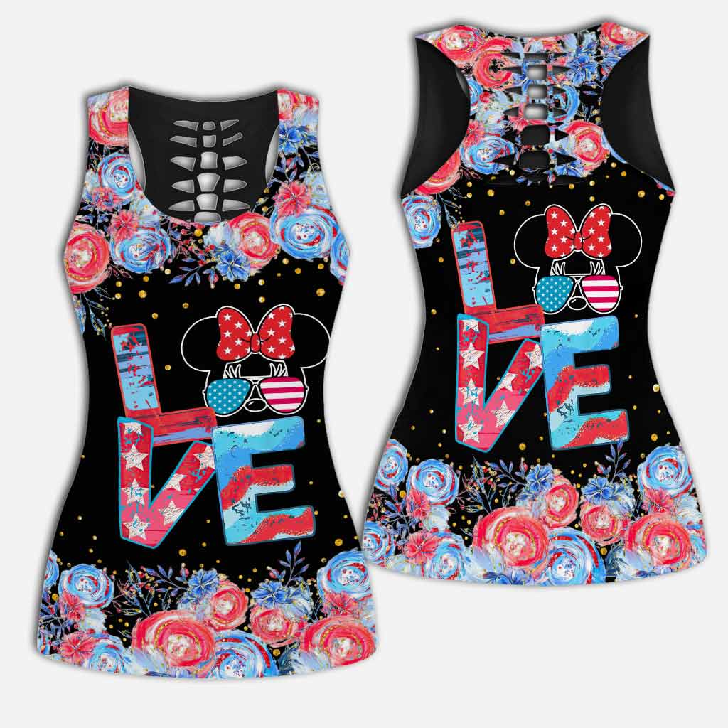 Happy 4th Of July - Independence Day Mouse Hollow Tank Top and Leggings