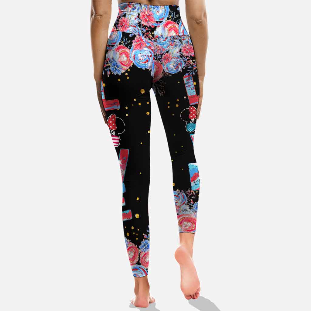 Happy 4th Of July - Independence Day Mouse Hollow Tank Top and Leggings