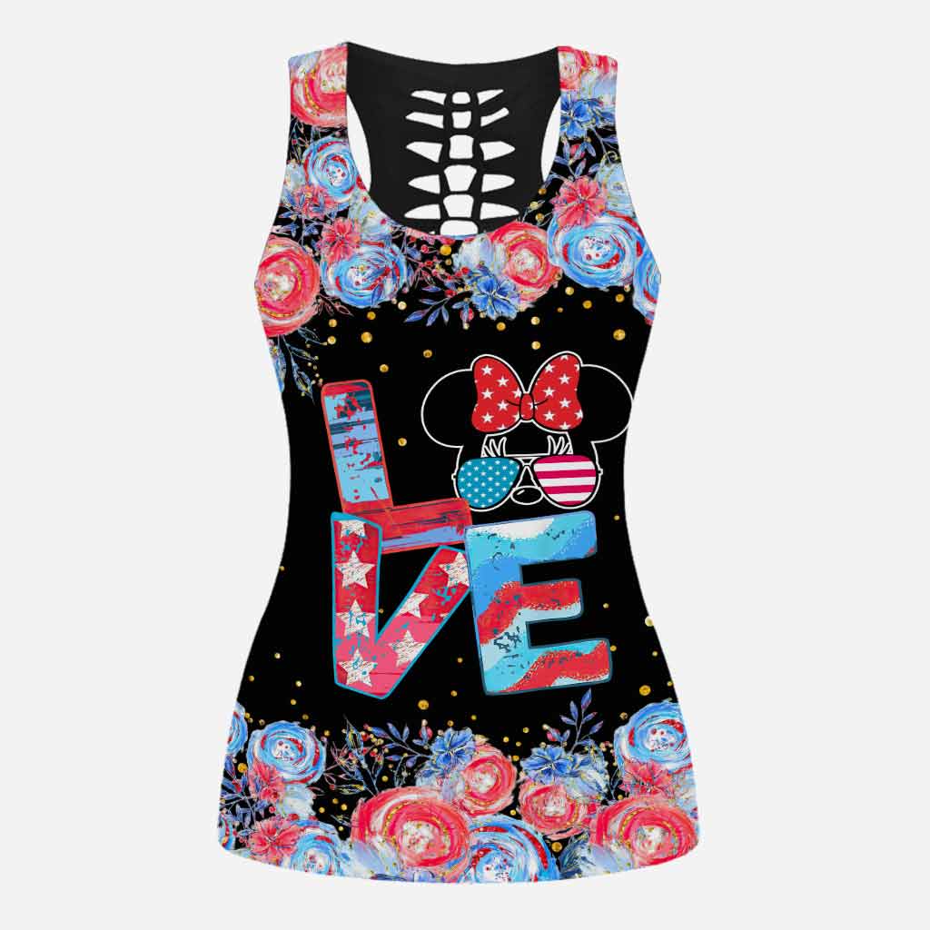 Happy 4th Of July - Independence Day Mouse Hollow Tank Top and Leggings
