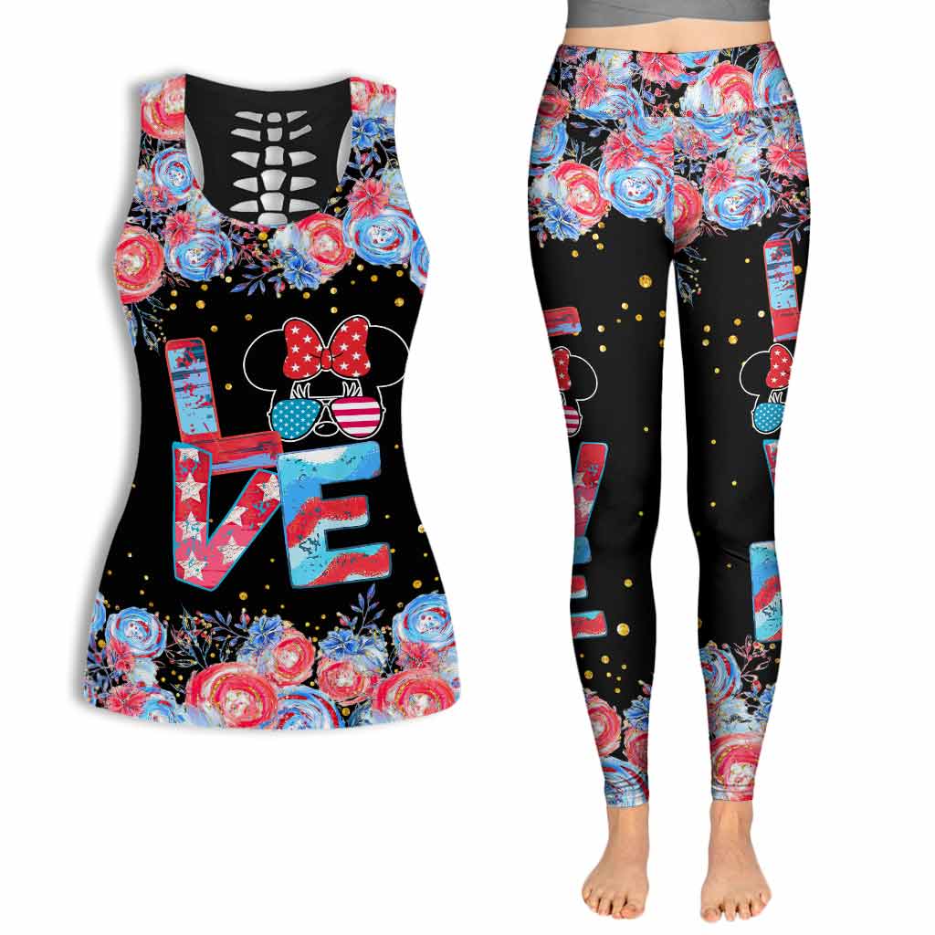 Happy 4th Of July - Independence Day Mouse Hollow Tank Top and Leggings
